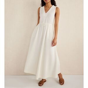Haven Well Within Cotton Blend Textured Midi Dress Ivory small $118 NEW